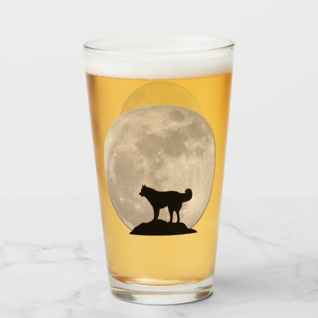 Copo De Pint Óculos de rouco Rouco Lobo Vidro da Lua Personaliz (Frente (Preenchido))