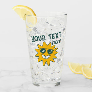 Copo De Pint Óculos de Sol Amarelos Felizes Férias de Verão