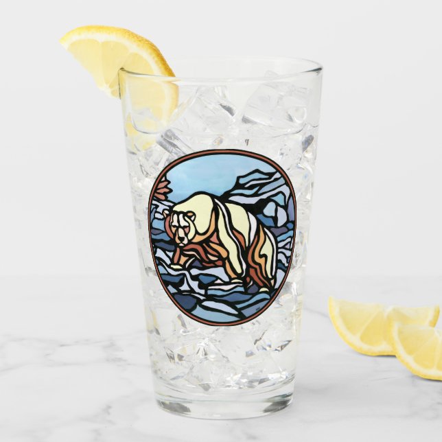 Copo De Pint Óculos De Urso Polar Tribal De Vidro De Urso Perso (Gelo frontal)