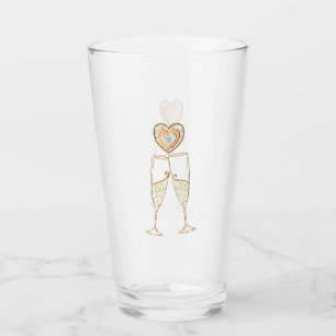 Copo De Pint Óculos e Corações de Champanhe