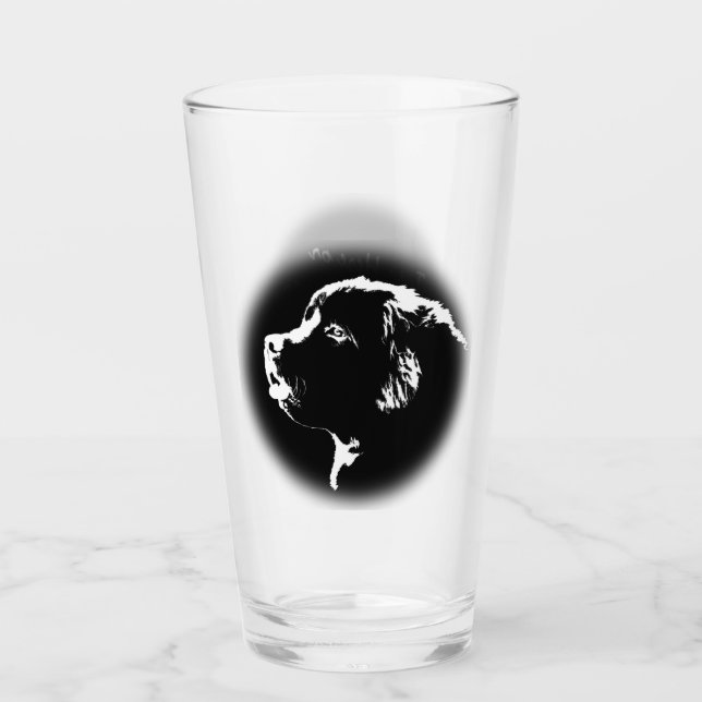 Copo De Pint Óculos Personalizados do Cachorro da Terra Nova (Frente)