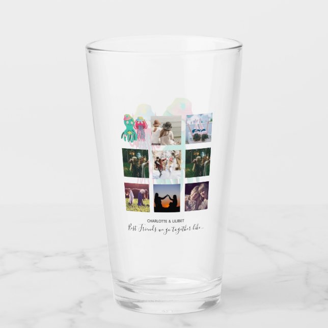 Copo De Pint Oferta Personalizada de Octopus de Colagem de Foto (Frente)