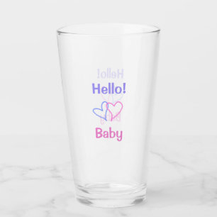 Copo De Pint Olá bebê rosa roxo coração aquarela boho