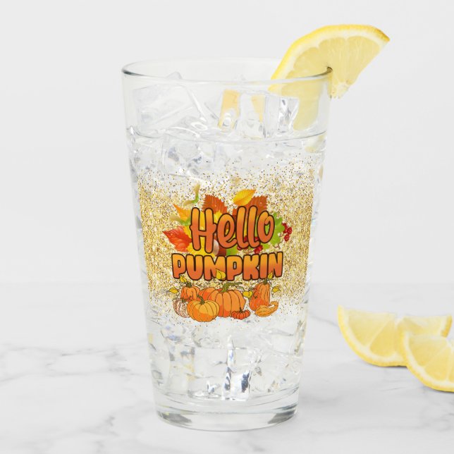 Copo De Pint Olá, Personalização de outono de Abóbora (Gelo traseiro)