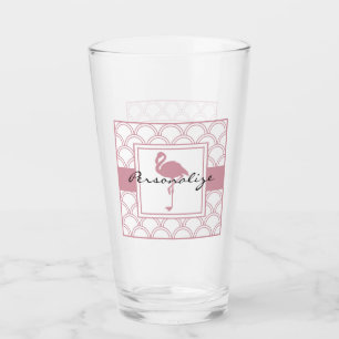 Copo De Pint Onda Art Deco com Flamingo Rosa