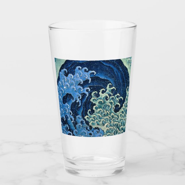 Copo De Pint Onda Feminina Hokusai Vintage Oceano  (Frente)