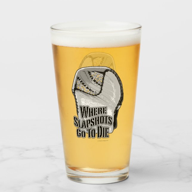 Copo De Pint Onde os slapshots vão morrer (hóquei) (Frente (Preenchido))