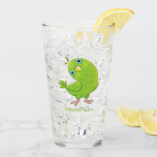 Copo De Pint Óptica de desenho animado de periquito, verde e bo