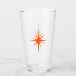 Copo De Pint Orange Atomic Starburst Retro Meia-Século