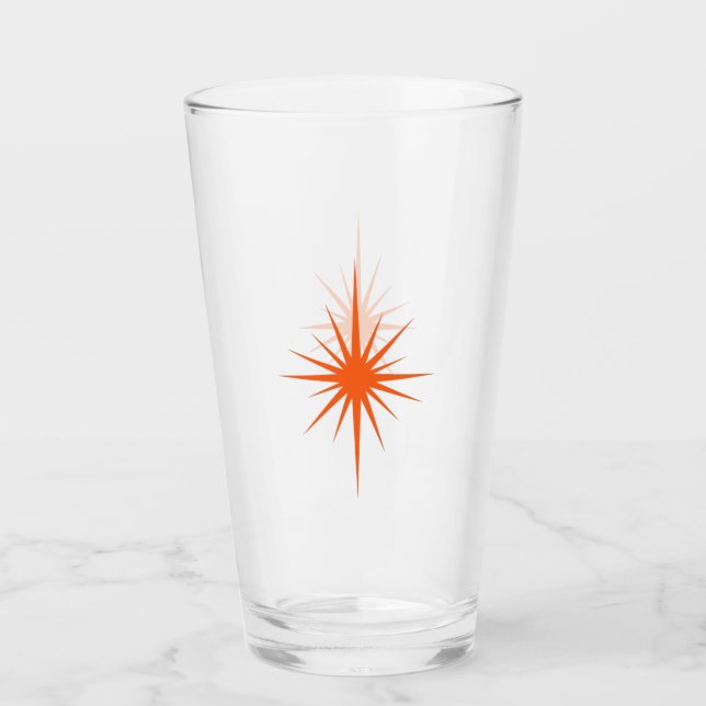Copo De Pint Orange Atomic Starburst Retro Meia-Século (Frente)