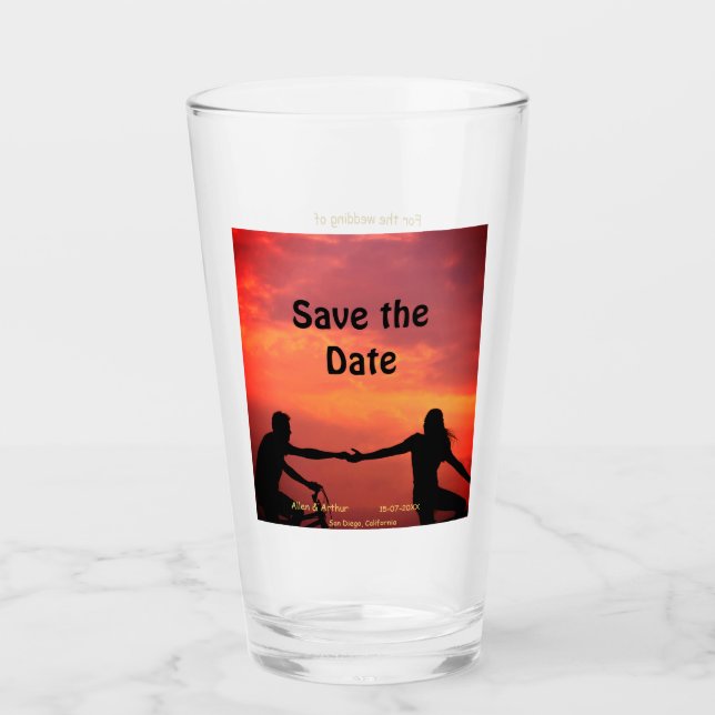 Copo De Pint orange boho salvar a data QR adicionar nome do sit (Frente)