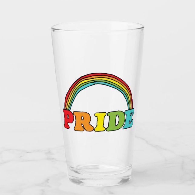 Copo De Pint Orgulho de texto e arco-íris (Frente)