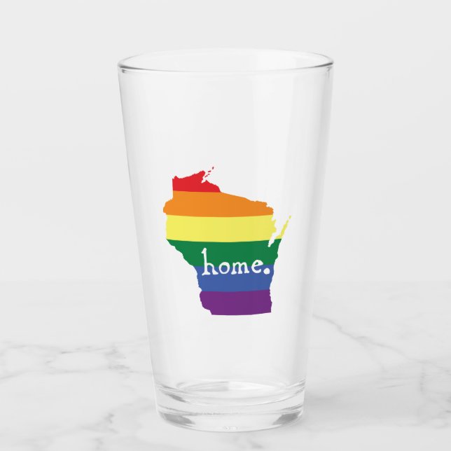Copo De Pint Orgulho gay de Wisconsin| Mapa do lar (Frente)