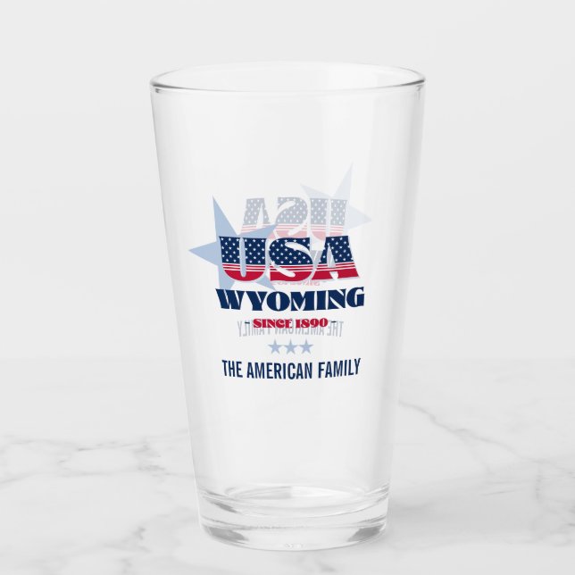 Copo De Pint Orgulho Patriótico Wyoming Personalizado (Frente)