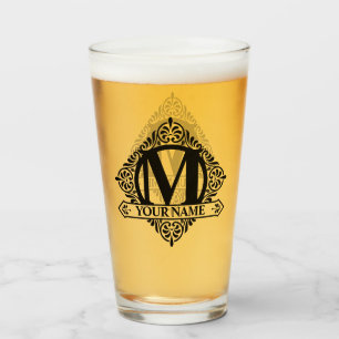 Copo De Pint Ornamentado Monograma Design Vidro