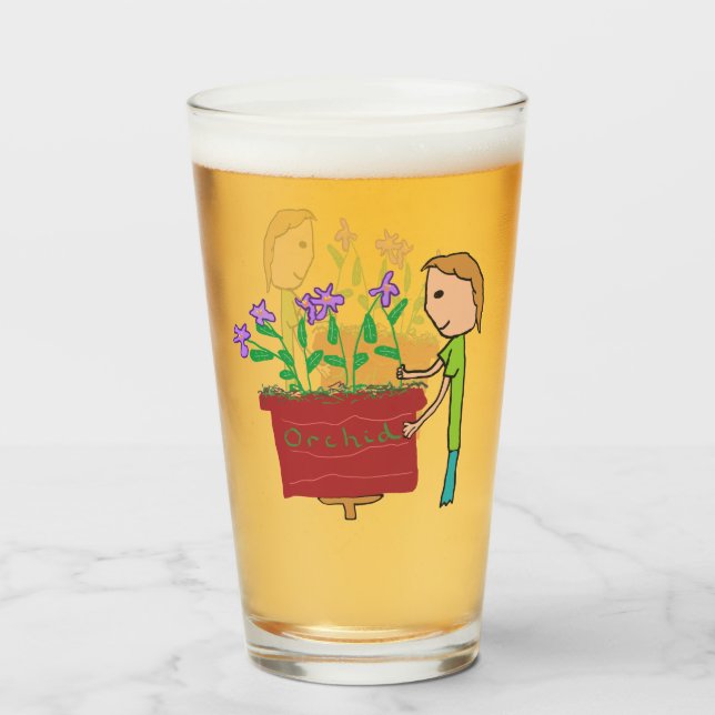 Copo De Pint Orquídea crescendo (Frente (Preenchido))