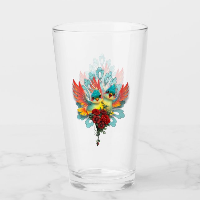 Copo De Pint Os pássaros bonitos de bom humor. (Frente)