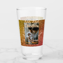 Copo De Pint Our first Christmas orange red glitter photo year