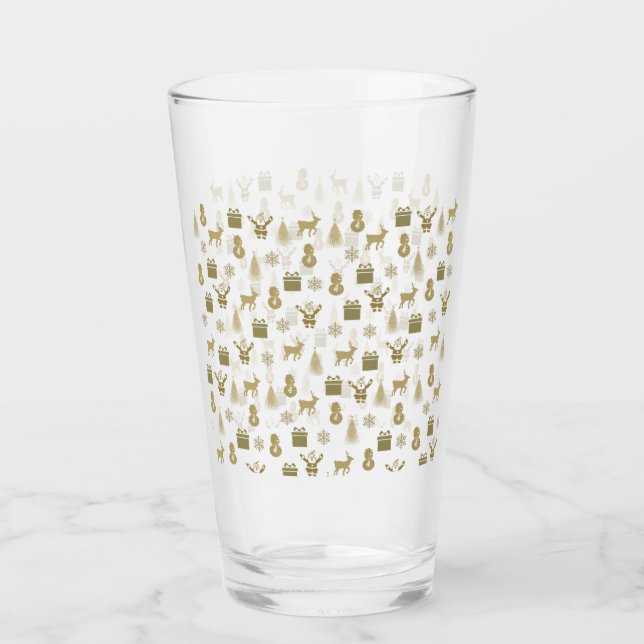 Copo De Pint Ouro de vidro de Natal (Frente)