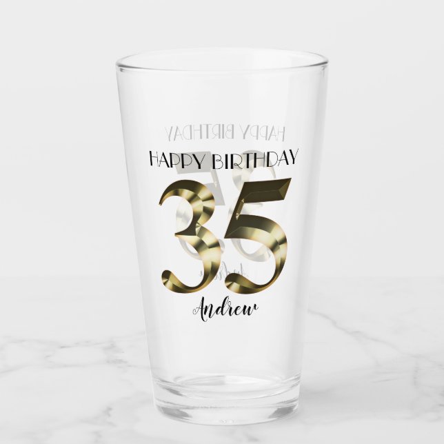Copo De Pint Ouro metálico 35 anos (Frente)