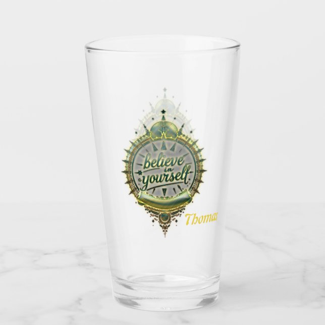 Copo De Pint Ouro Paths Acredite em si mesmo. (Frente)