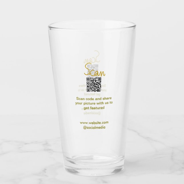 Copo De Pint Ouro Scan QR code glitter elegante calligr simples (Frente)