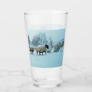 Copo De Pint Ovelhas na Cena de Inverno de Neve Arte da Vida Se