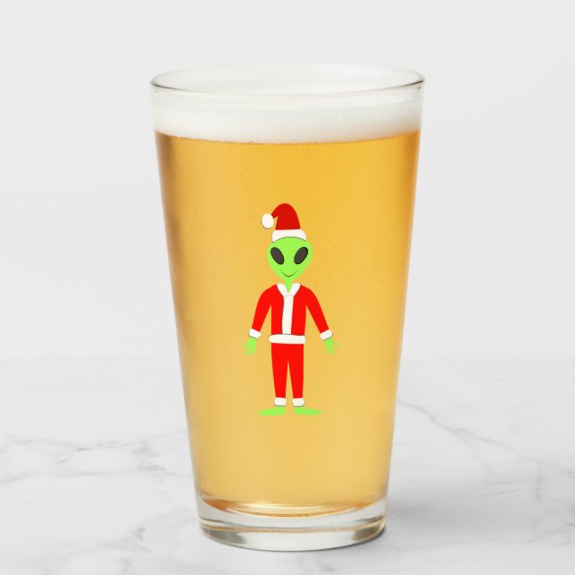 Copo De Pint OVNI Ho Pai alienígena de Natal (Frente (Preenchido))