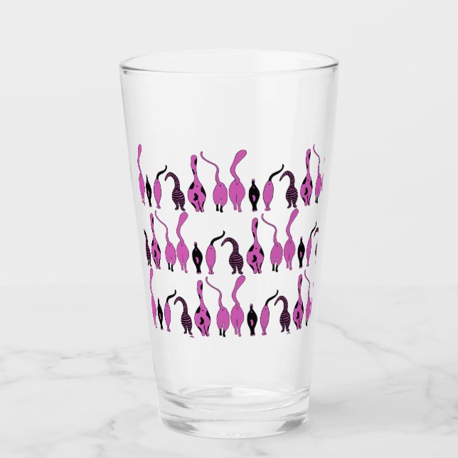 Copo De Pint Padrão de Bumbuns de Gato Roxo (Frente)