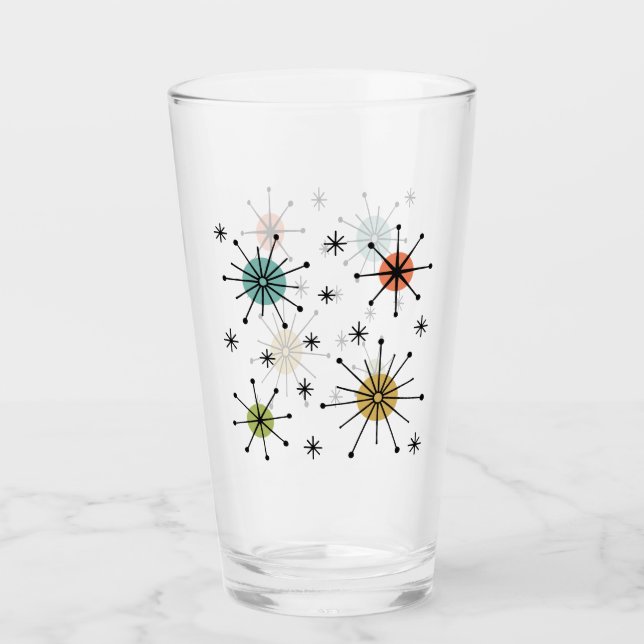 Copo De Pint Padrão de Estrela Explosiva Atômica do Meio do Séc (Frente)
