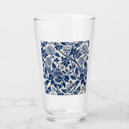 Copo De Pint Padrão de Flor Azul Vintage