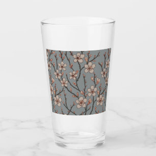 Copo De Pint Padrão de Flor de Cinza e Rosa Vintage