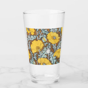 Copo De Pint Padrão de Flor de Ilustração de Arte de Papoula