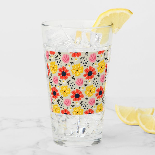 Copo De Pint Padrão de Flor de Primavera  (Gelo traseiro)