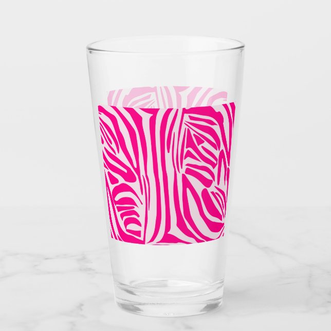 Copo De Pint Padrão de Impressão de Zebra Rosa (Frente)