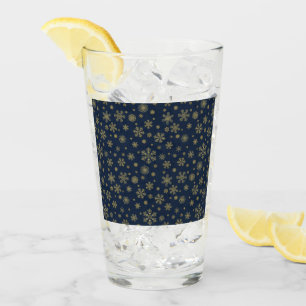 Copo De Pint Padrão de Inverno de Floco de Neve Dourado Elegant