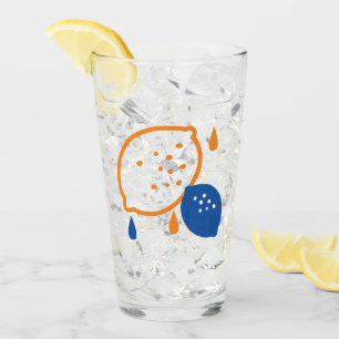 Copo De Pint Padrão de limão azul e laranja, com Frutas empinad