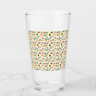 Copo De Pint Padrão floral de primavera de aquarela