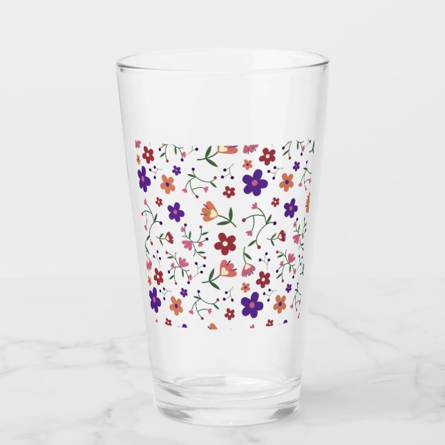 Copo De Pint Padrão Floral Desenhado À Mão (Frente)