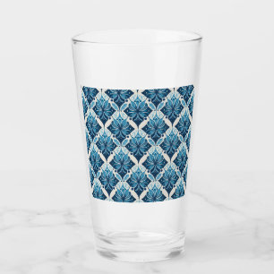 Copo De Pint Padrão Floral Elegante Boho em Azul