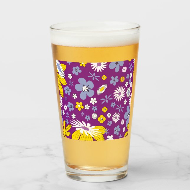 Copo De Pint Padrão Floral Invisível (Frente (Preenchido))