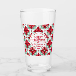 Copo De Pint Padrão moderno de Poinsettia natalino fundo branco