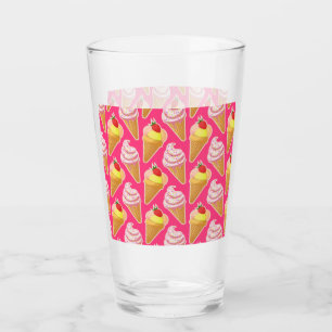 Copo De Pint Padrão rosa Kawaii com sorvete de morango