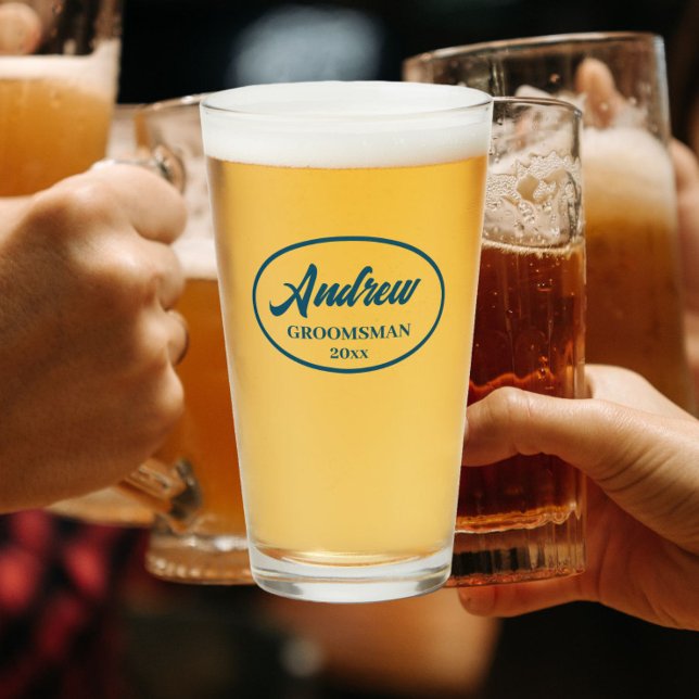 Copo De Pint Padrinho de casamento de Casamento Estilizado Teal (In Situ)