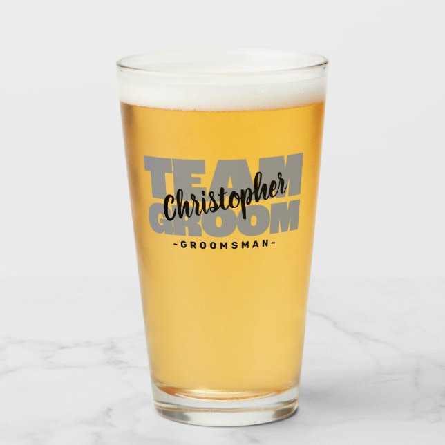 Copo De Pint Padrinho de casamento de solteiro do grupo Cinza p (Frente (Preenchido))