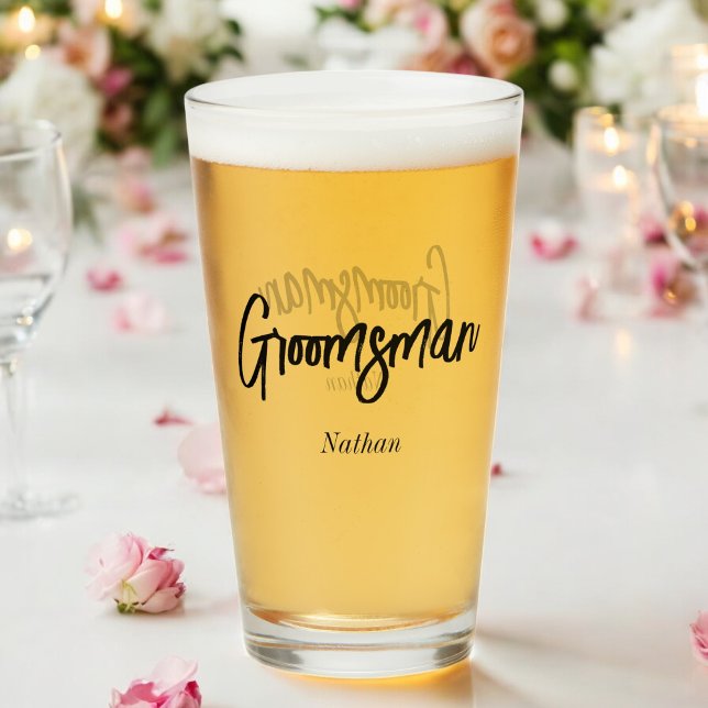 Copo De Pint Padrinho de casamento de Vidro de Casamento Branco (Criador carregado)