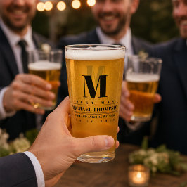 Copo De Pint Padrinho de Casamento Monograma Moderno Simples