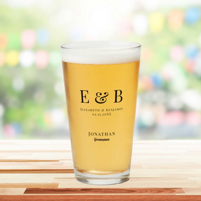 Copo De Pint Padrinho de casamento Monograma Presente Personali (Criador carregado)