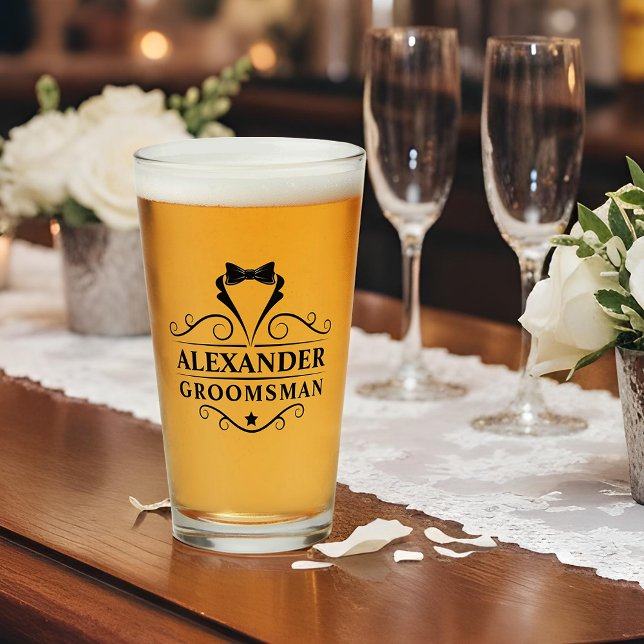 Copo De Pint Padrinho de casamento Preto (Customize to change text size.)