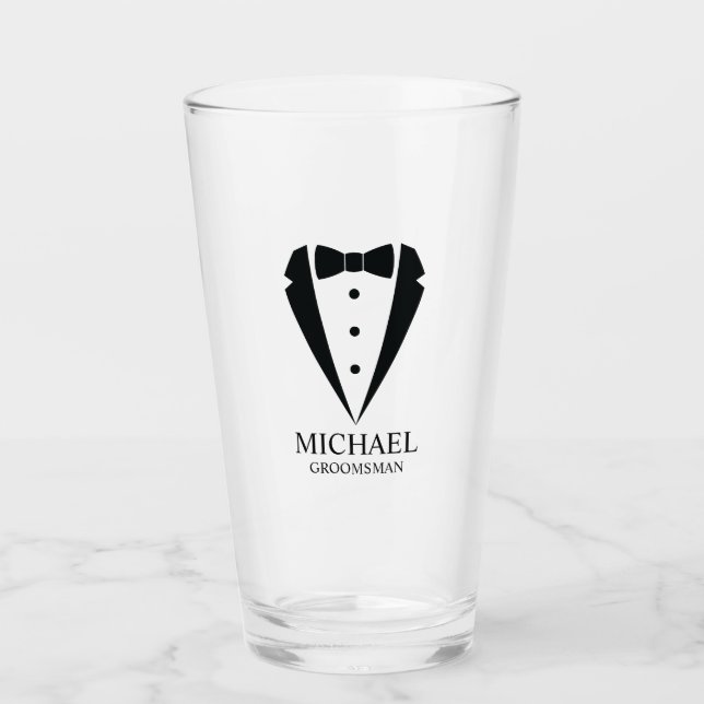Copo De Pint Padrinhos de casamento personalizados de terno de  (Frente)
